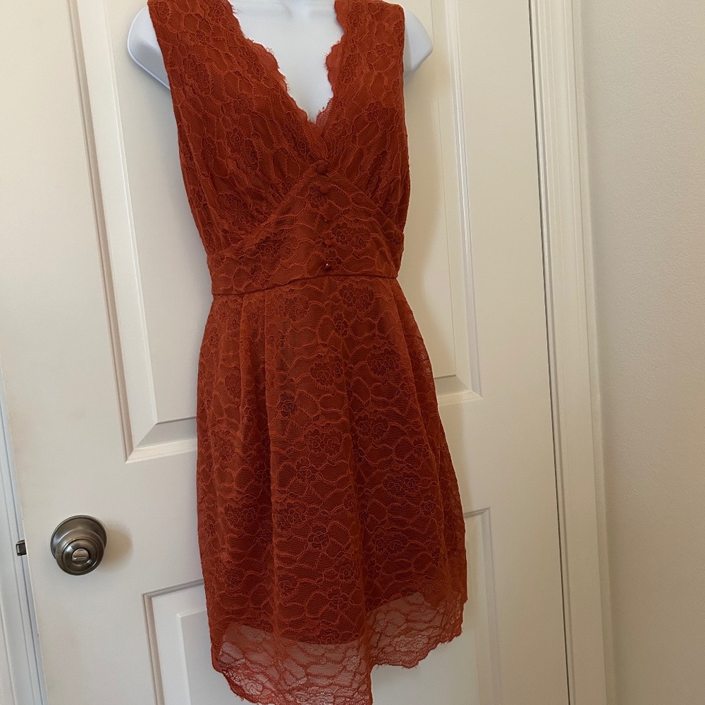 Blu Pepper Women’s Orange Lace Dress - Size M (NWT) - Picture 1 of 5